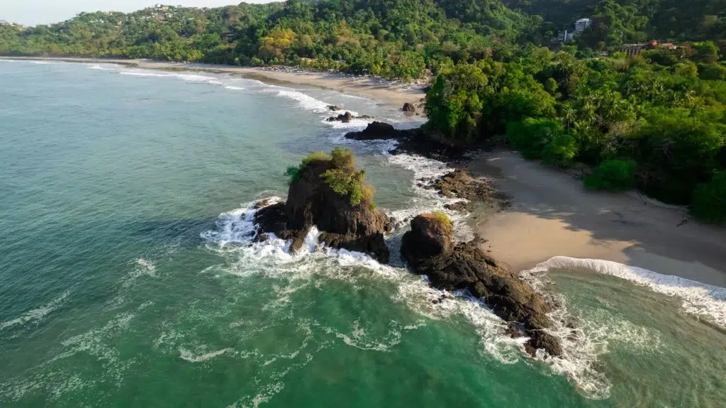 Aerial view of Playa Espadilla in Quepos, Costa Rica