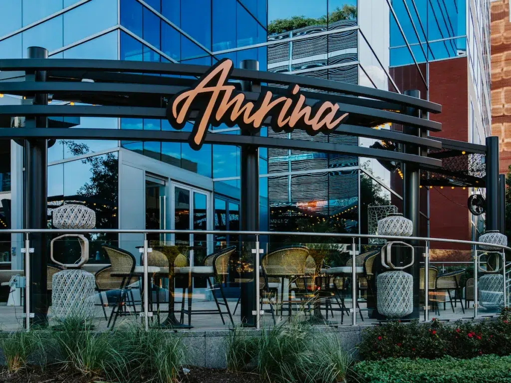 Amrina's outside dining patio in the Woodlands 