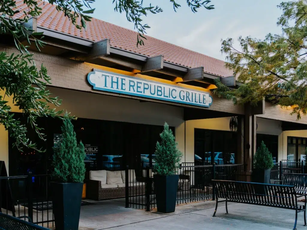 Entrance to The Republic Grille restaurant in the Woodlands, Texas