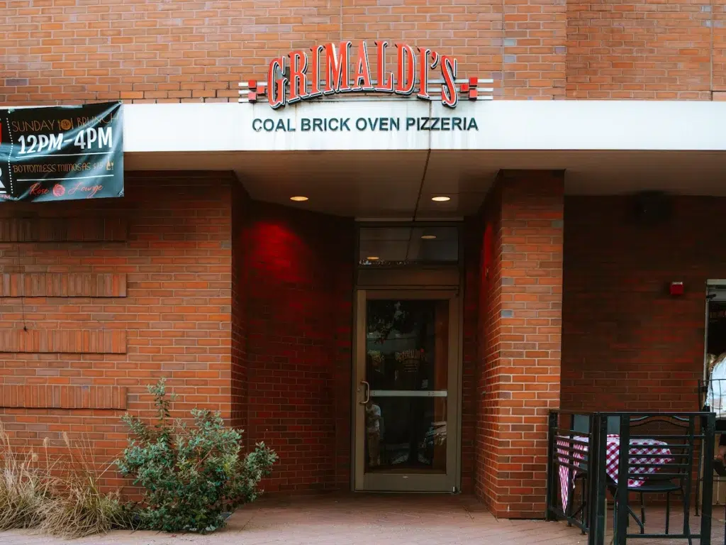 Front door entrance to Grimaldi's Pizza in The Woodlands Texas