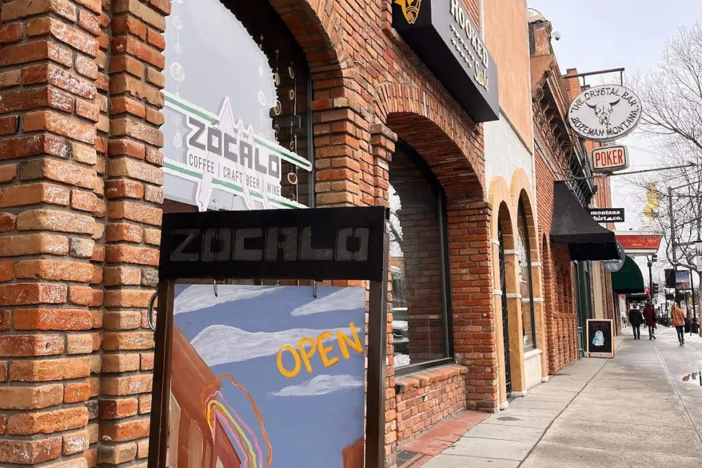 Front door entrance to Zocalo Coffee Shop in Bozeman, MT