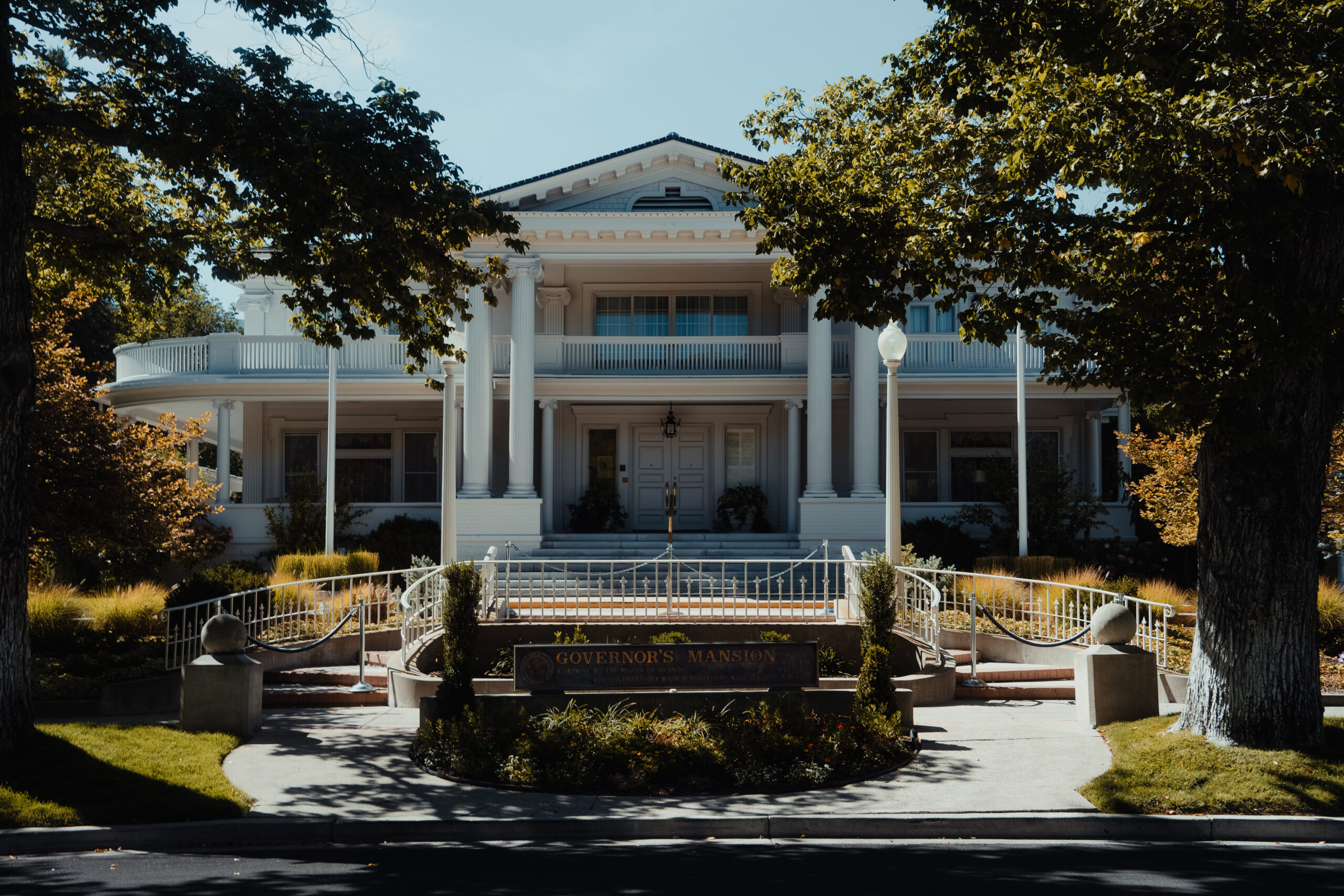 Front view of the Nevada Governor Mansion in Carson City